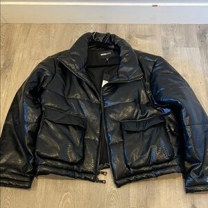 Nova Men Faux Leather Snake Skin Pattern Puffer